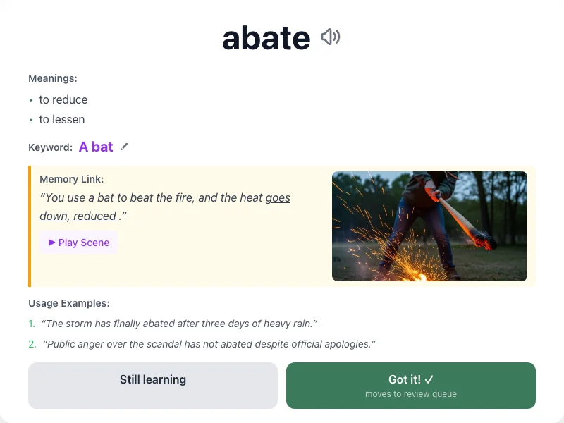 Abate - meaning and memory mnemonic