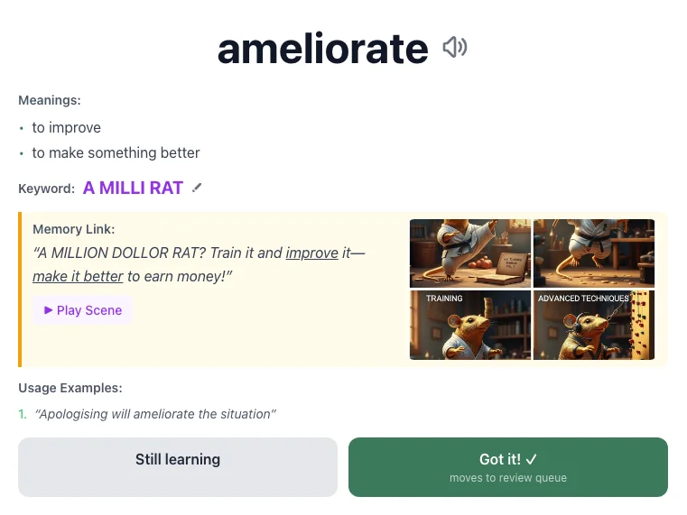 Ameliorate - meaning and memory mnemonic
