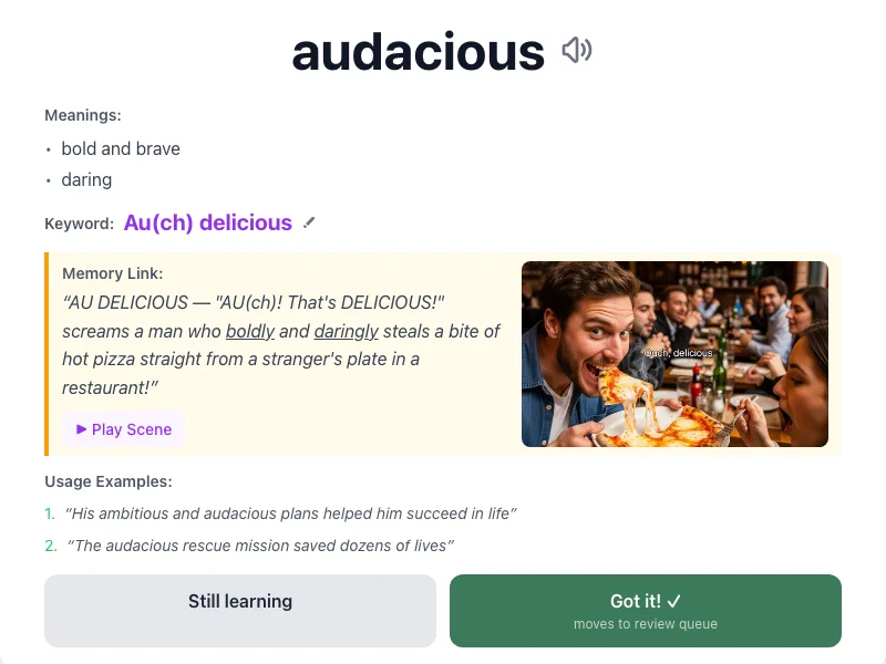 Audacious - meaning and memory mnemonic