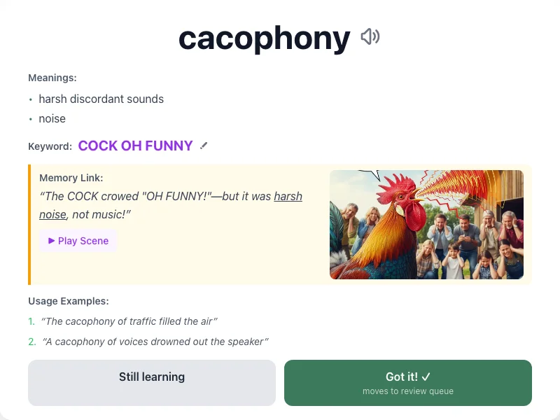 Cacophony - meaning and memory mnemonic