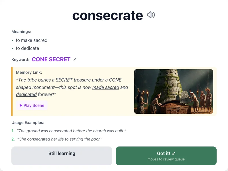 Consecrate - meaning and memory mnemonic