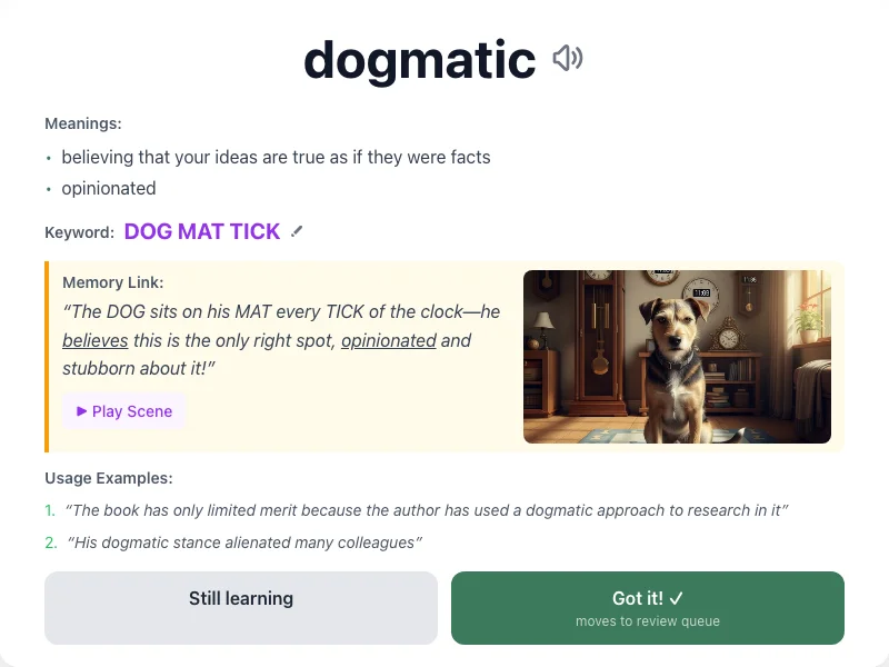 Dogmatic - meaning and memory mnemonic