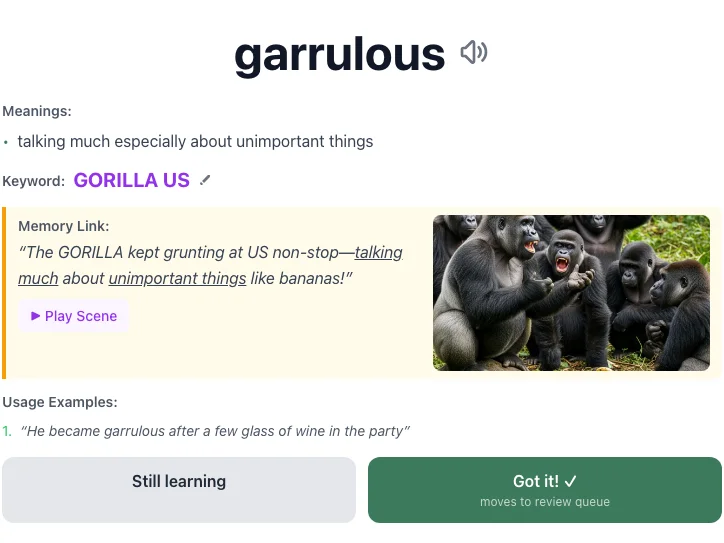 Garrulous - meaning and memory mnemonic