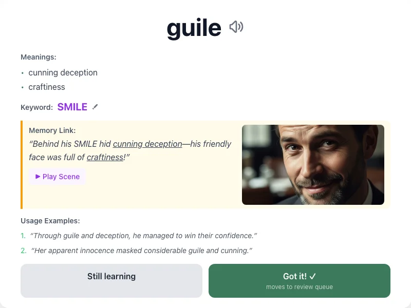 Guile - meaning and memory mnemonic