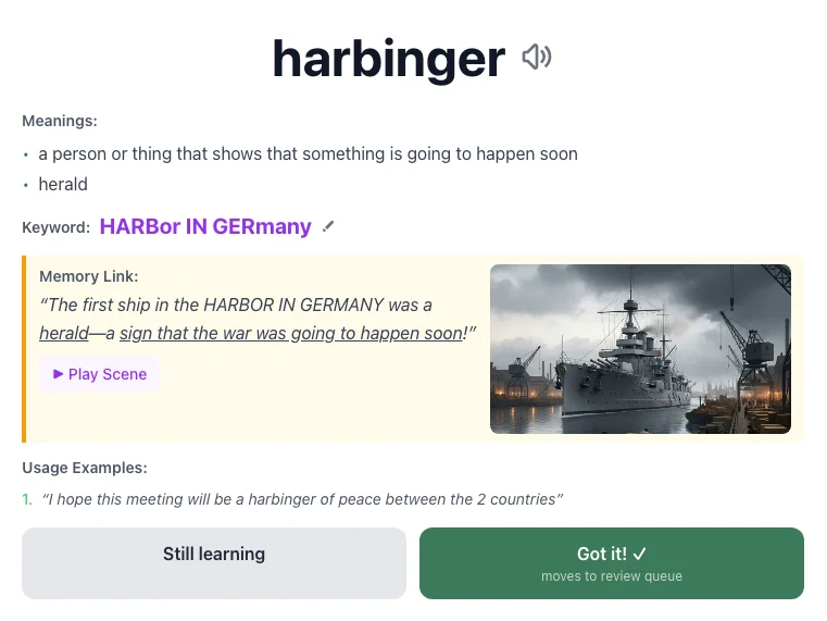 Harbinger - meaning and memory mnemonic