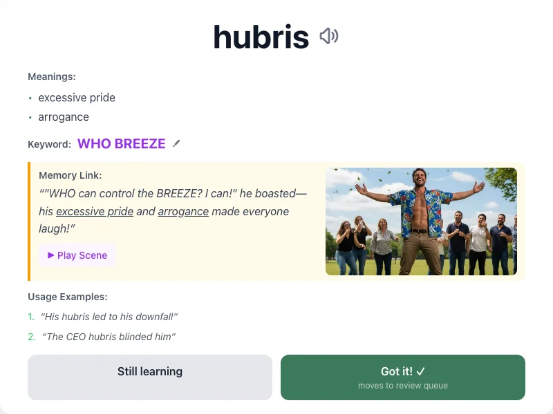 Hubris - meaning and memory mnemonic