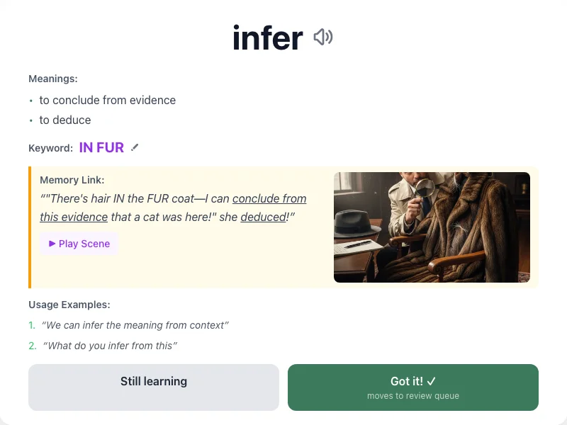 Infer - meaning and memory mnemonic
