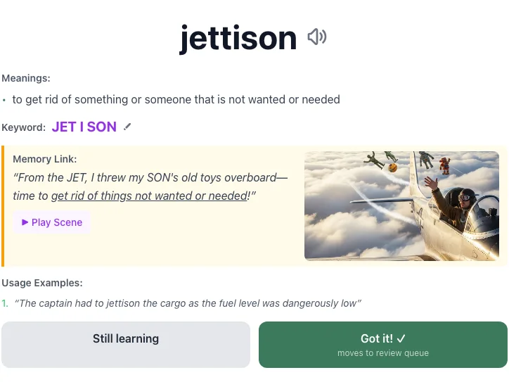 Jettison - meaning and memory mnemonic