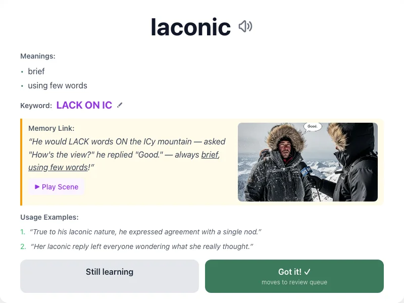 Laconic - meaning and memory mnemonic