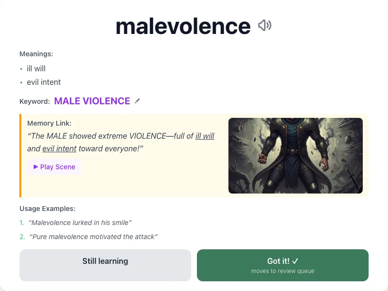 Malevolence - meaning and memory mnemonic