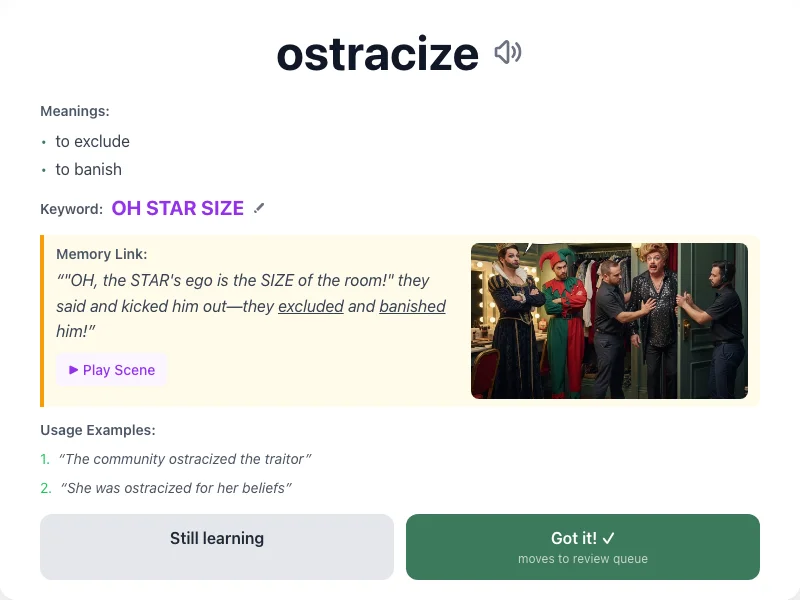 Ostracize - meaning and memory mnemonic