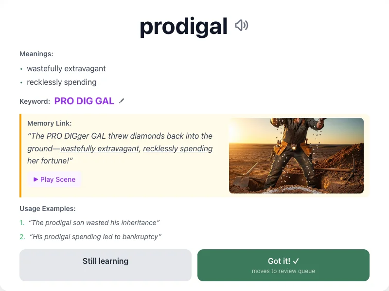 Prodigal - meaning and memory mnemonic