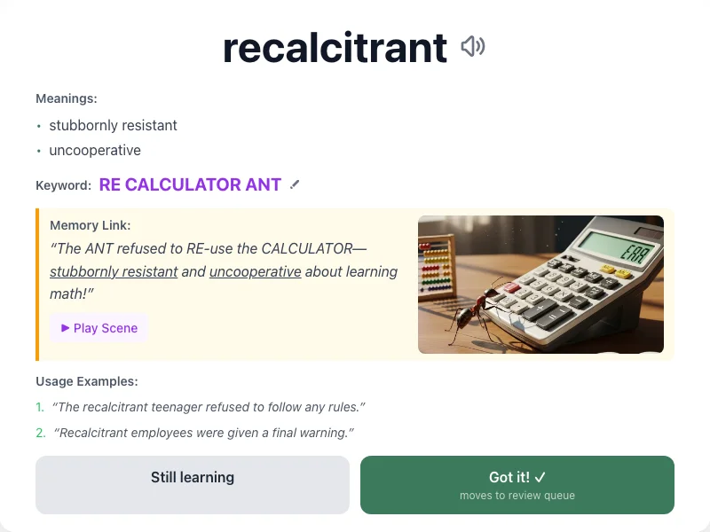 Recalcitrant - meaning and memory mnemonic
