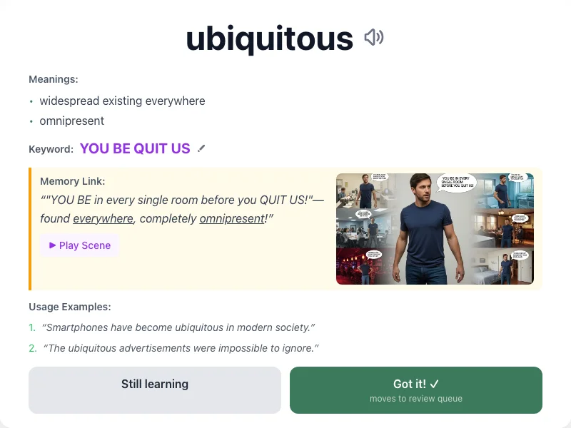 Ubiquitous - meaning and memory mnemonic